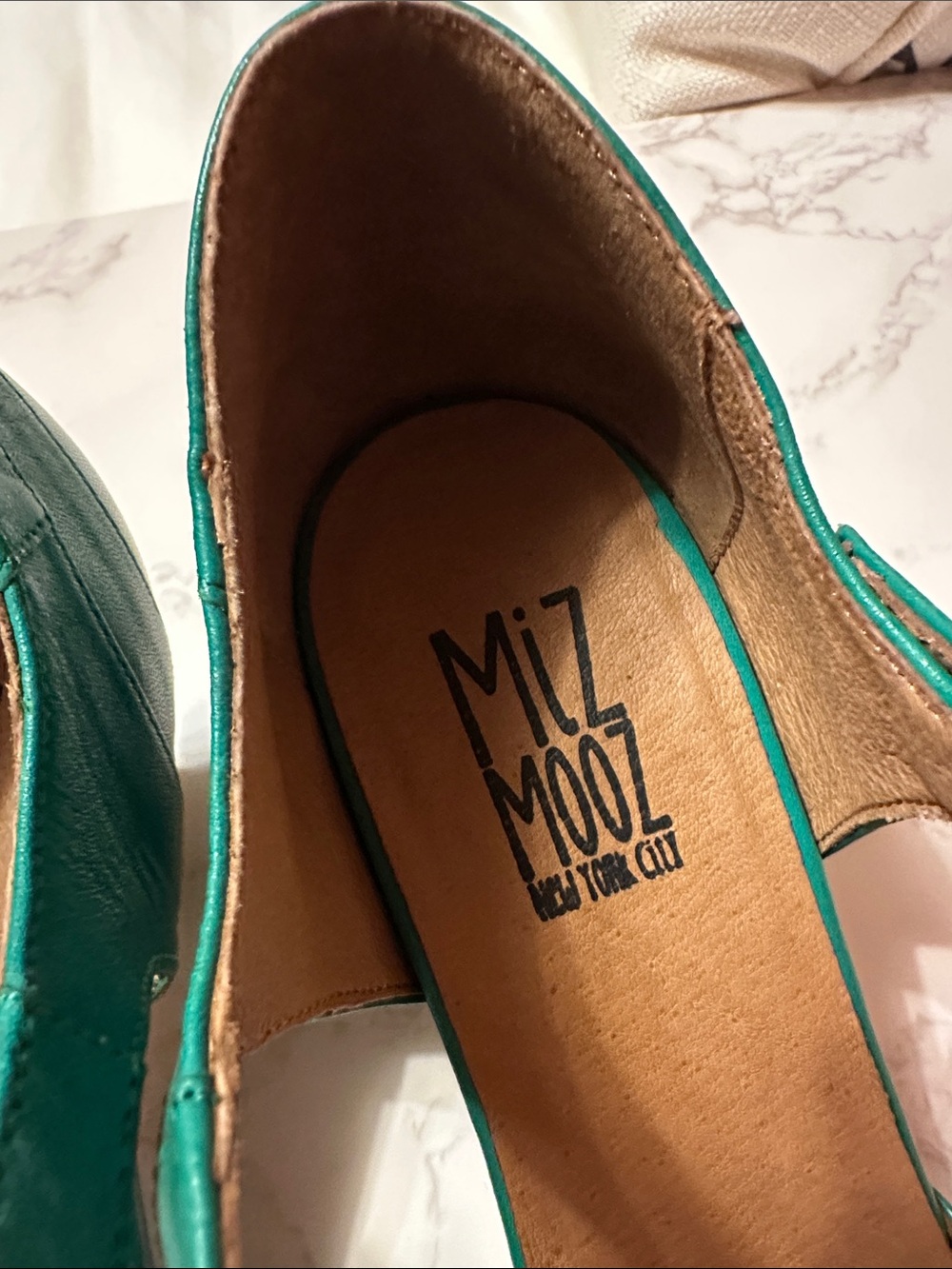 Miz Mooz Teal Green Frenchy Heels with Ankle Strap - Picture 2 of 9